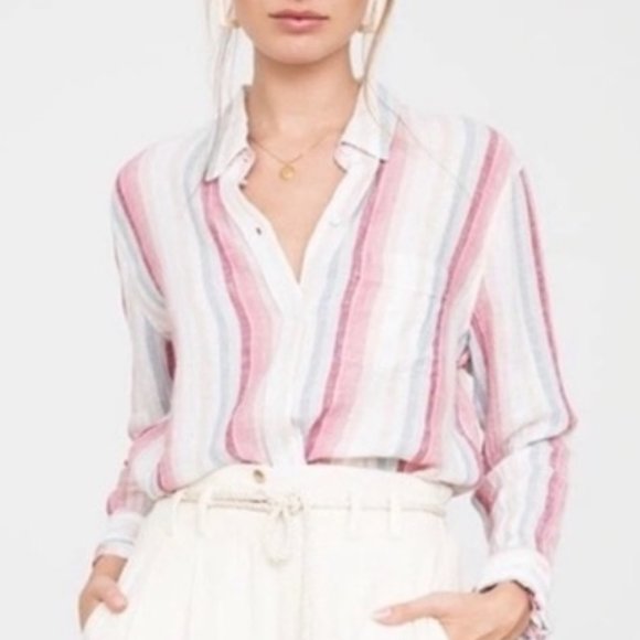 RAILS Charli Havana Stripe Button Down Shirt SZ S - Picture 1 of 10